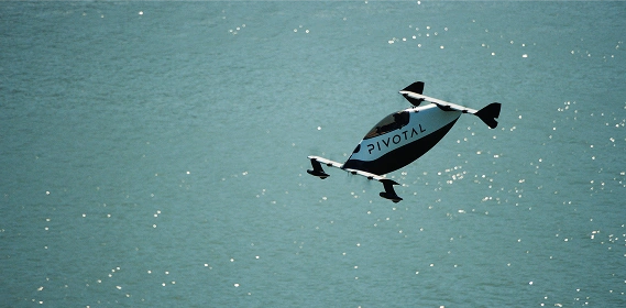 A Pivotal aircraft over the ocean